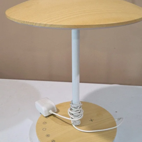 Wooden Table Lamp- Natural and White - Picture 1 of 6